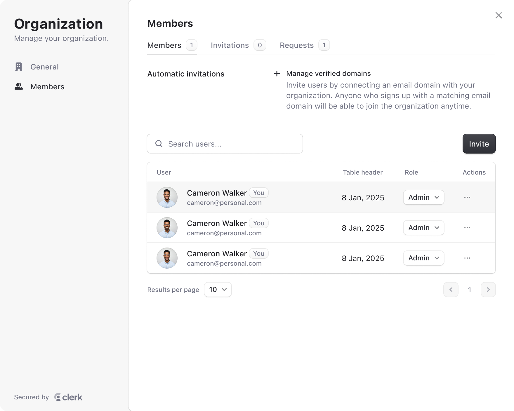 Mosaic organization profile component