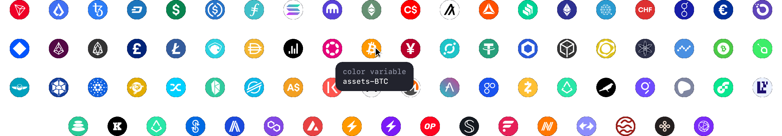 Crypto and fiat asset icon set