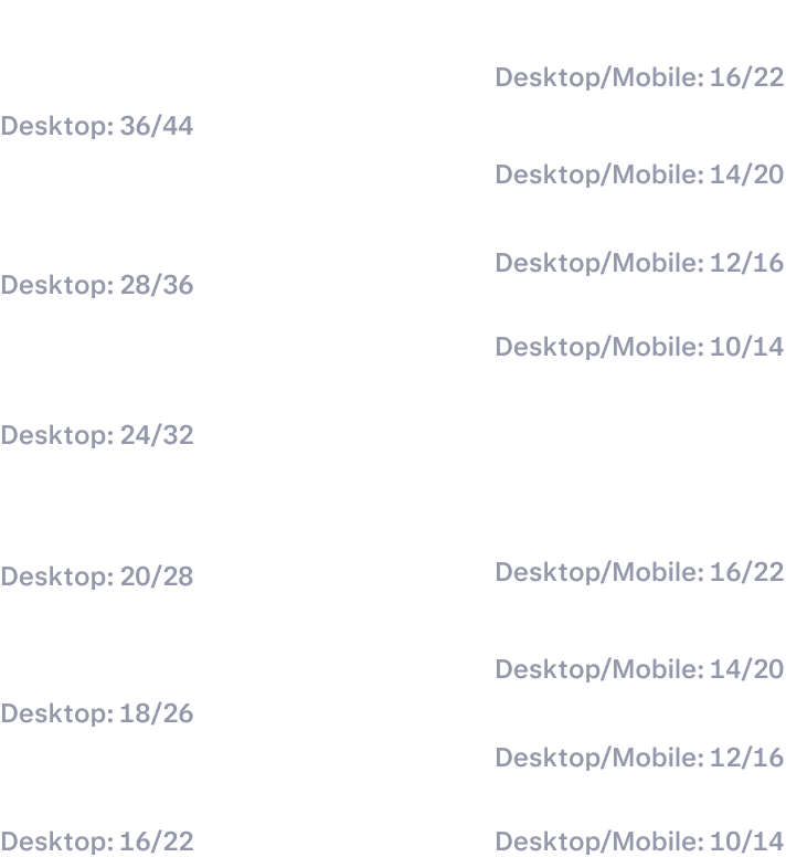 1KDS type scale: headings, body, and labels